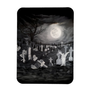 At night on the cemetery - Angel with Devil Magnet