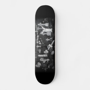 At night on the cemetery - Angel with Devil Skateboard