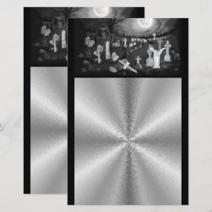 At night on the cemetery - Angel with Devil Stationery