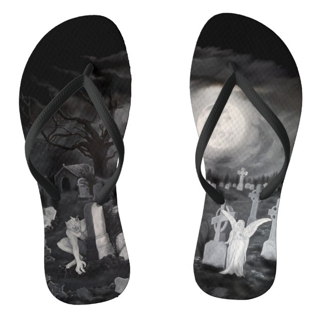 At night on the cemetery - Angel with Devil Thongs (Footbed)