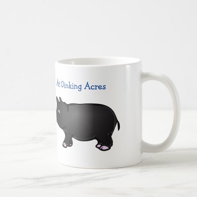 At Oinking Acres, Black Mini Pig Mug (Right)