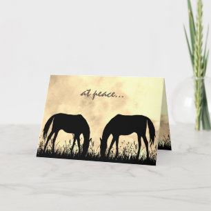 at peace - Silhouette Horses Grazing at Sunset Card