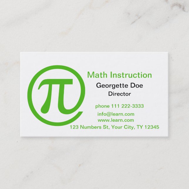 At Pi Kelly Green Business Card (Front)