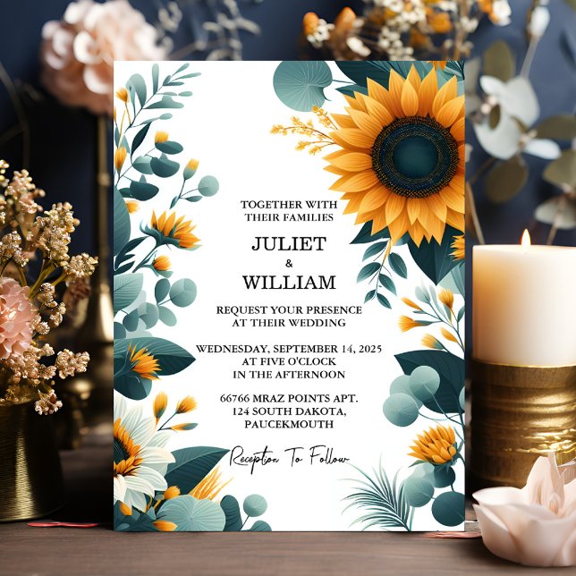 At Plants Rustic Garden Greenery Sunflower Wedding Invitation (Creator Uploaded)