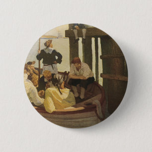 At Queen's Ferry by NC Wyeth, Vintage Pirates 6 Cm Round Badge