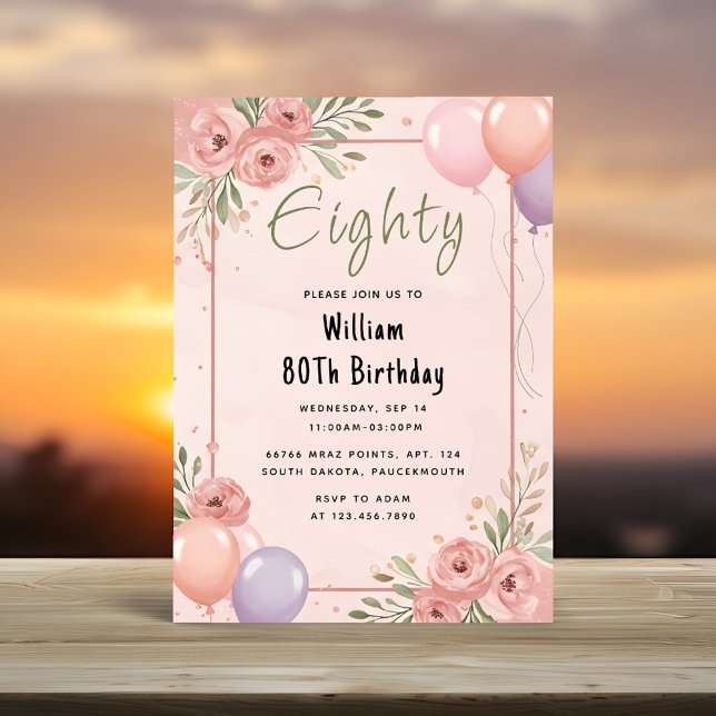 At Retro Fun Adult Humour Happy Chic 80th Birthday Invitation (Creator Uploaded)