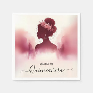 At Silver Plum Lace Gown Boho Burgundy Quinceanera Napkin