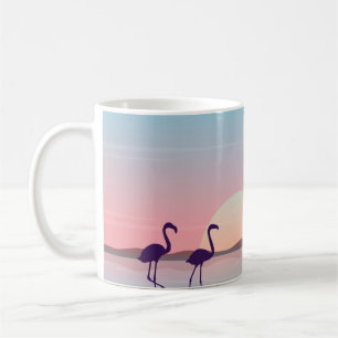 At sunrise flamingo scenery silhouettesflamingo,si coffee mug
