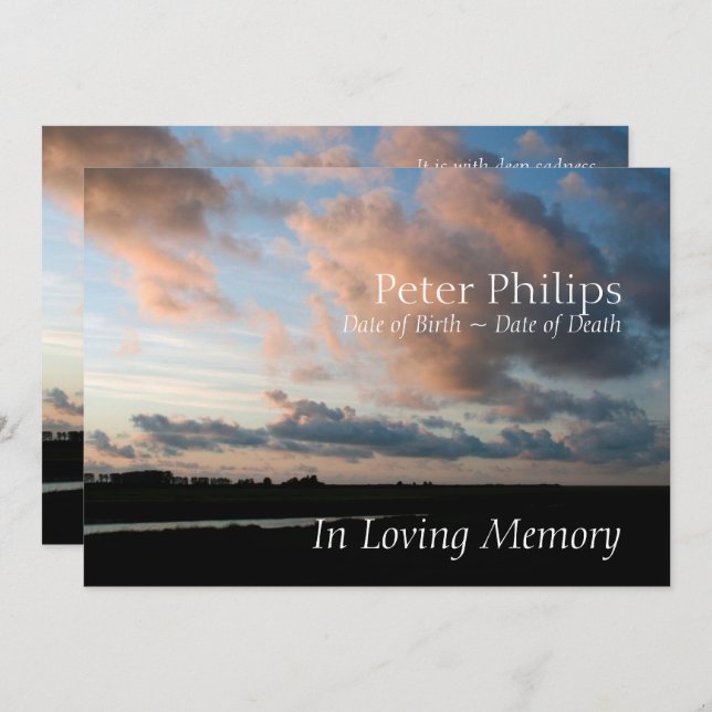 At Sunset 1 Peaceful Memorial Service Announcement (Front/Back)