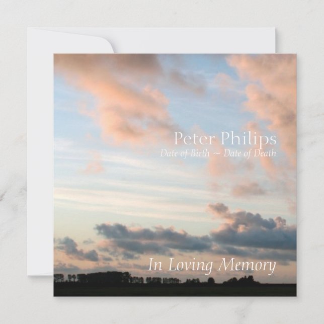 At Sunset 3 Peaceful Memorial Service Announcement (Front)