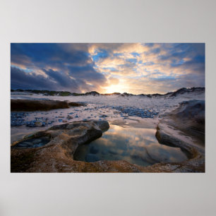 At Sunset In A Puddle Poster
