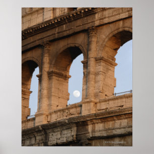 at sunset with moon poster
