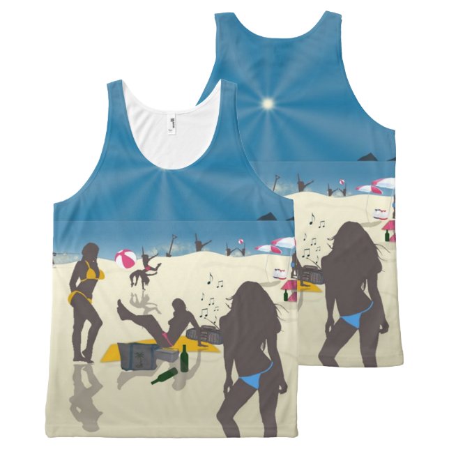 At the Beach All-Over Print Singlet (Front and Back)