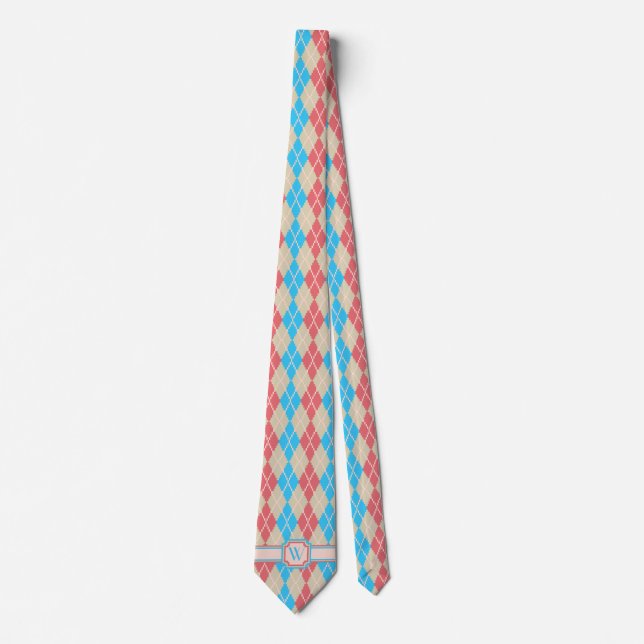 At the Beach Argyle Men's Neck Tie (Front)