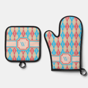 At the Beach Argyle Oven Mitt & Pot Holder Set