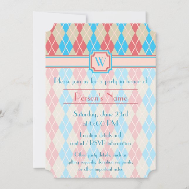 At the Beach Argyle Party Invitation (Front)