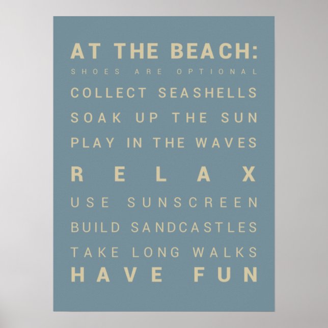 At the Beach - Beach House Rules Poster (Front)