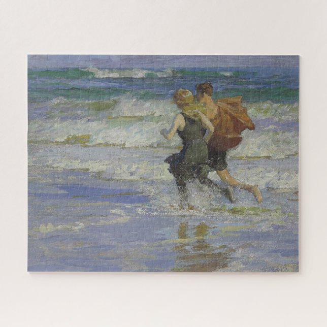 At the Beach (by Edward Henry Potthast) Jigsaw Puzzle (Horizontal)