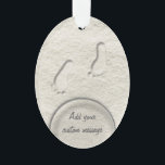 At the beach - footprints in sand ornament<br><div class="desc">Design of footprints or footprint imprints in the sand. Customise and personalise with your own text.</div>