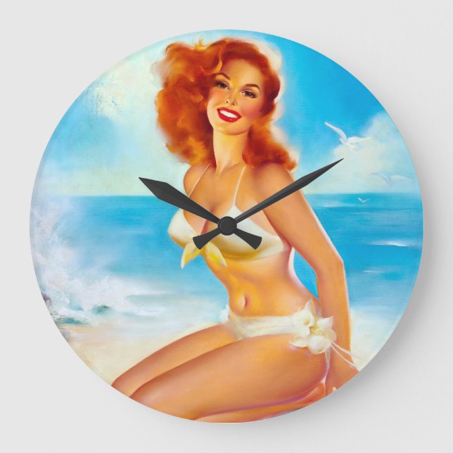 At the Beach Pin Up Large Clock (Front)