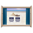 At the Beach Serving Tray on Blue