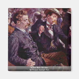 At The Beer Garden By Menzel Adolph Von Magnet