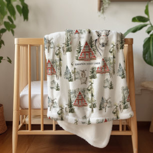 At the Cabin   Family Name Christmas Blanket