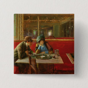 At the Cafe 15 Cm Square Badge