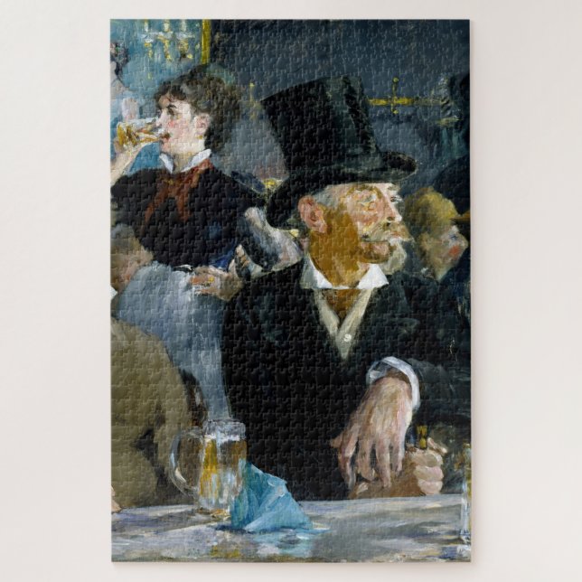 At the Cafe by Manet Impressionist Painting Jigsaw Puzzle (Vertical)