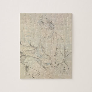 At the Cafe (pencil & ink on paper) Jigsaw Puzzle