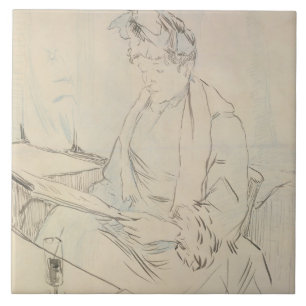 At the Cafe (pencil & ink on paper) Tile