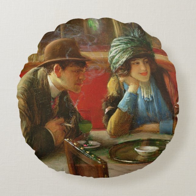 At the Cafe Round Cushion (Front)