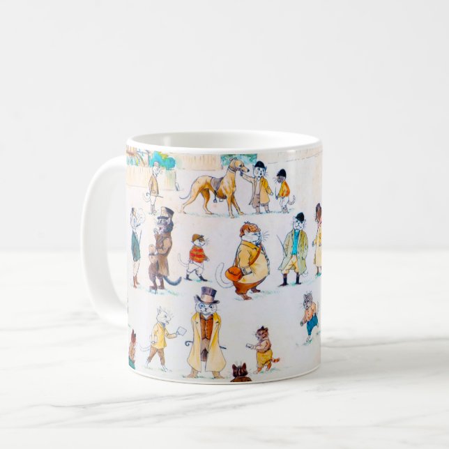 At the Cat-Town Races, Louis Wain Coffee Mug (Front Left)