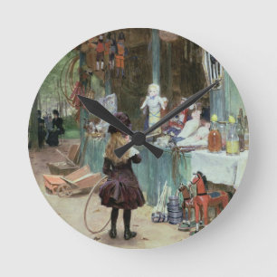 At the Champs-Elysees Gardens, c.1897 (gouache on Round Clock
