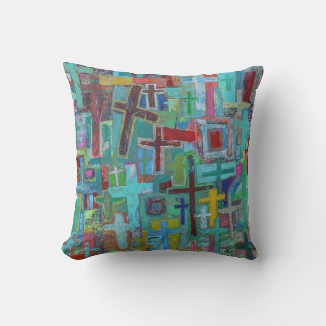 At the Cross 16 x 16 Poly Throw Pillow (Front)