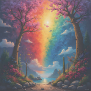 At the end of the path is a rainbow world