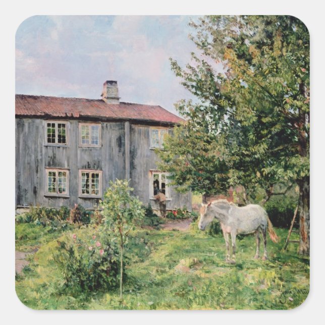 At the Farm, 1889 Square Sticker (Front)
