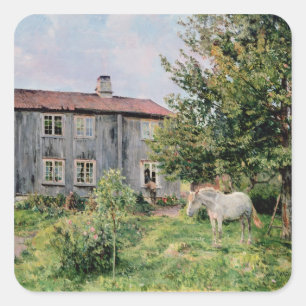 At the Farm, 1889 Square Sticker