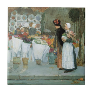 At The Florist by Childe Hassam, Vintage Fine Art Ceramic Tile