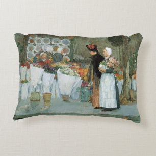 At The Florist by Childe Hassam, Vintage Fine Art Decorative Cushion