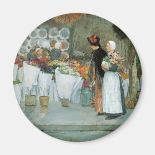 At The Florist by Childe Hassam, Vintage Fine Art Magnet