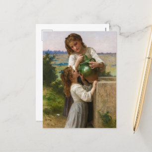 At The Fountain by William Adolphe Bouguereau Holiday Postcard