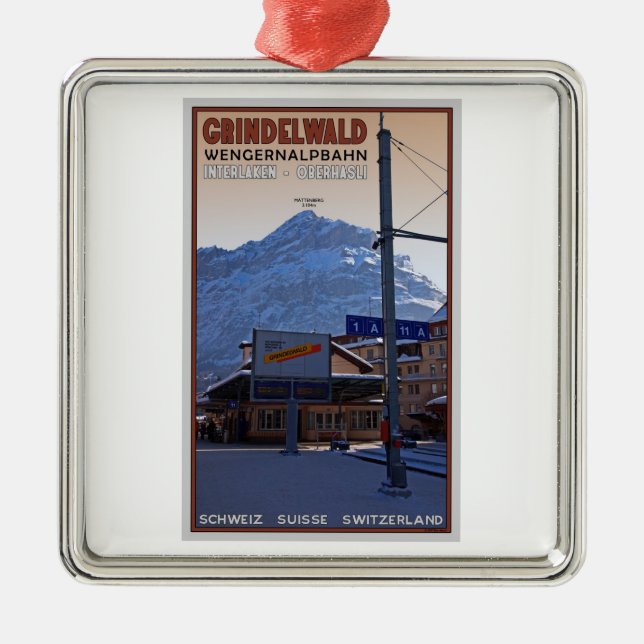At the Grindelwald Train Station Metal Ornament (Front)