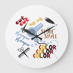 At The Hair Salon Ceramic Large Clock