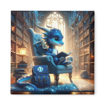 At the Library - Blue Dragon Magnet