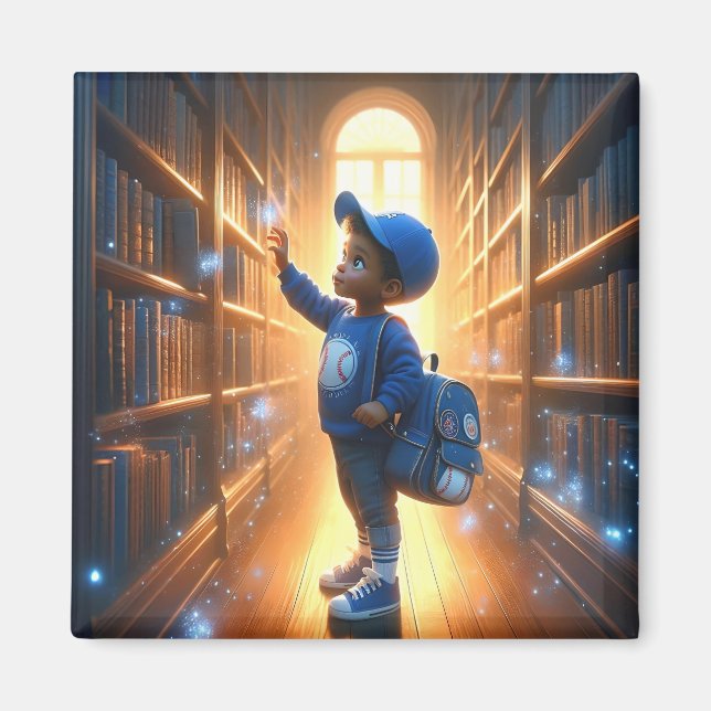 At the Library - Blue Magnet (Front)