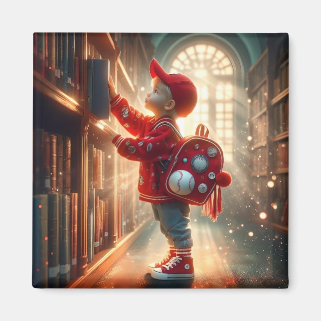 At the Library - Red Magnet (Front)