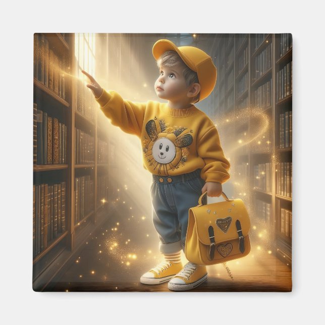 At the Library - Yellow Magnet (Front)
