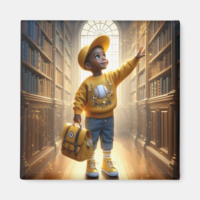 At the Library - Yellow Magnet (Front)
