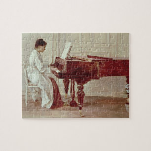 At the Piano, 1887 (oil on canvas) Jigsaw Puzzle